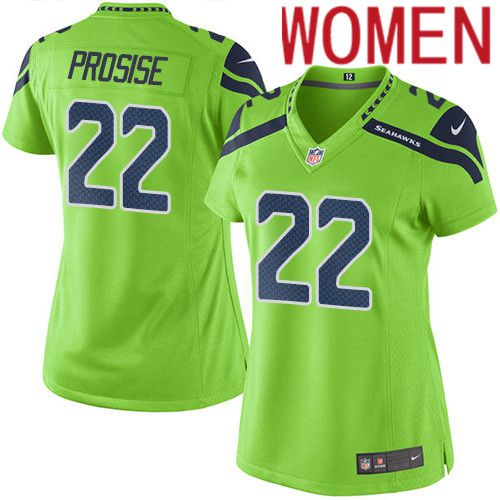 Women Seattle Seahawks 22 C. J. Prosise Nike Neon Green Game NFL Jersey